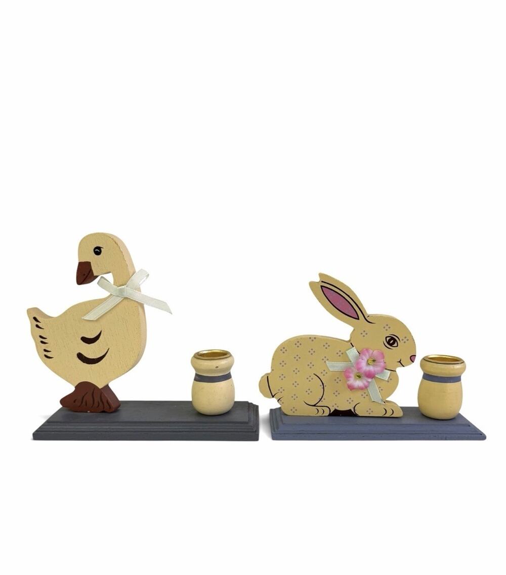 Vintage Candle Holders Duck And Rabbit Giftco Taiwan Cottagecore Grandmacore